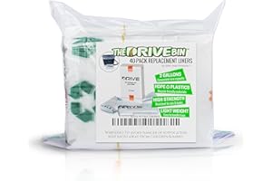 DRIVE AUTO PRODUCTS Car Bin Liner Refill Kit (40-Pack of 2-Gallon Bags) – Drive Auto Trash Can Liners – Tidy Waste and Rubbish in Cars, Vans, or Any Vehicle