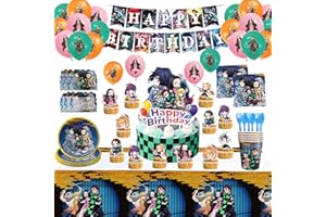 Demon Vaisselle,Décoration Anniversaire Demon ,Kit Vaisselle de Fête Demon,Ballon,Gâteau Décoration,Nappe,Bannières,Assiette,Deco Anniversaire Enfants