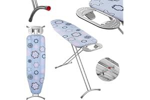 KADAX Składana deska do prasowania, 120 x 38 cm, deska do prasowania z metalową siatką, deska do prasowania z antypoślizgowymi nóżkami, deska do prasowania z regulacją wysokości z półką na żelazko