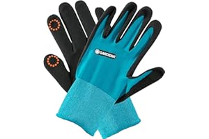 Gardena rękawica do sadzenia i prac w ziemi 7/S: Rękawice ogrodnicze i do prac ziemnych, ochrona przed wilgocią dzięki powłoce nitrylowej, mobile touch do obsługi smartfona (11510-20)