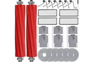 BISENKUD 26 Rechange Accessoires pour Roborock QV 35A / QV 35S / QR 798 / QR 598 Aspirateur Robot Laveur, 6 Sacs à poussière 6 Serpillières 6 Brosse latérale 4 Filtre HEPA 2 Brosse Principale