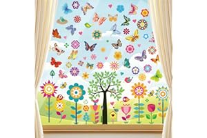 ‎KOIROI 148 Stück Bunt Schmetterlinge Fensteraufkleber, Fensterbilder Frühling Selbstklebend, Fenstersticker Schmetterling, Frühling Fenster Klammert Blumen Schmetterling für Kinderzimmer Kinder (B)