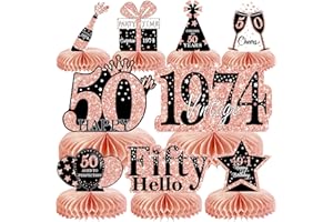 Voxisroma Deko 50. Geburtstag Frauen,9 Stk Roségold Rosa Bienenwabe Mittelstück Tischdeko Geburtstag,50 Geburtstag Deko,50 Geburtstag Party Deko Supplies,Geschenke Für Frauen Zum Geburtstag
