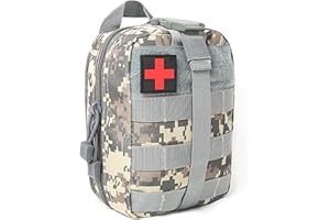 BITUOR Erste Hilfe Tasche Leer, Taktische Taschen MOLLE, EMT Kleine Pouch, Wasserdichtes Rip-Away First Aid Kit, Tactical Survival Bag für Outdoor, Camping, Reisen, Motorrad, Abenteuer (Camo Grau)