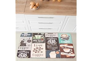 Comart - Tappeto Cucina Malaga - Passatoia 100% PVC - Antimacchia - Antiscivolo - Impermeabile - Tappetino Lavabile in Lavatrice - Corsia Moderna per Cucina e Corridoio - Vintage Coffee - 55x75 cm