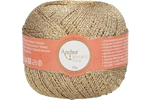 Anchor Artiste Metallic Fine 300 - Hilo para ganchillo (25 g), color dorado