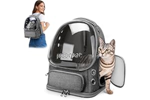 ALLSOPETS Katzenrucksack Träger Innovativer Reisender Bubble Rucksack Tragbar Haustierträger für Katzen und Hunde bis zu 7.5KG mit Innerem Sicherheitsgurt Ideal für Reisen (Grau)