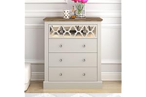 Galano Sufly 4 Drawer Chest - Chest of Drawers with Storage as Bedroom Furniture - Closet Organizers and Storage Cabinet for Hallway, Entryway - Light Grey/Oak