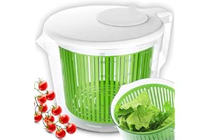 Retoo Salatschleuder mit Sieb und Deckel Fassungsvermögen 2,5L Salatschüssel Salattrockner zum Waschen und Trocknen von Salat Gemüse und Obst Küchenhelfer Kunststoff BPA-frei Transparent Grün