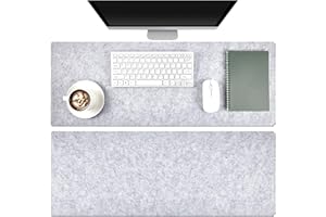 Panelee 2 Pack Desk Mat 80 x 30 cm Felt Desk Pad Protector Office Felt Desk Mat Large Keyboard Pad Mouse Pad Non Slip Desk Pad Protective Computer Pad for Laptop Office Accessories(Light Grey)