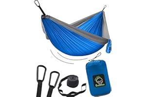 ‎GRASSMAN Hängematte Camping - Ultraleichte Outdoor Hängematte, Perfektes Camping Geschenke, Camping Hängematte Outdoor, Hängematte 1 Person mit Baumgurten + Karabiner