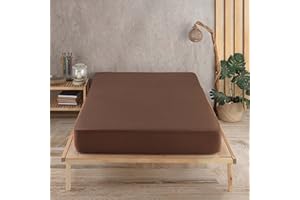 Vency Premium Jersey Spannbettlaken 160x200cm Dunkelbraun - Spannbetttuch 100% Baumwolle, Bettlaken 160x200 Bis 35 cm Matratzenhöhe Dunkelbraun