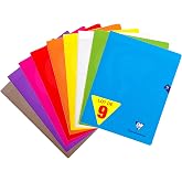 Clairefontaine, 299361AMZC, Pack of 9 Stapled Notebooks, Mimesys, 24 x 32 cm, 96 Pages, Large Squares, White Paper 90 g, Poly