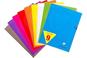 ClaireFontaine 299361AMZC Confezione da 9 Quaderni a punto metallico Mimesys - 24 x 32 cm - 96 Pagine, Quadretti grandi 90 g - Copertina in polipropilene colori Assortiti