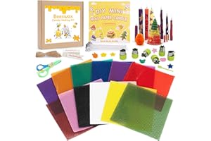 YYSWSAKY Bienenwachsplatten für Kerzen 12 Stück, 20x20 cm Wachsplatten Regenbogen zum Verzieren von Kerzen für Selbstgestalten, Kerzenwachs Platten für Ostern & Kommunion mit Formen, Kinderscheren & Anleitung