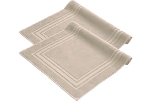 Komfortec - Set di 2 Tappetini da Bagno, Tappetini in Spugna per Doccia, Lavabili, Assorbenti e a Rapida Asciugatura – 600 g/m², 100% Cotone, 50x70 cm, Beige