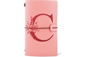 HSDSH Diario in Pelle PU iniziale, Taccuino Diario di Viaggio, Rosa Quaderno Scrittura Appunti Agenda, Compleanno Natale Regalo per Donna Ragazze Amica Studenti Sorella Collega Maestre Rosa(C)