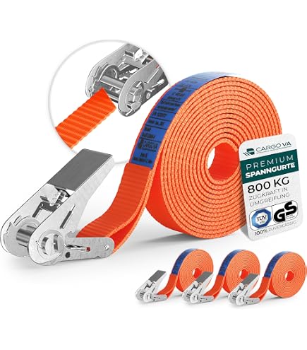 Lot De 2 Sangles D'Arrimage à Cliquet 15m - 800kg - 25mm Largeur - Fixation Robuste