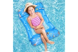 Kazzley Nadmuchiwany hamak wodny, 4 w 1, motyw oceanu, dla dzieci, materac dmuchany z siatką, materac dmuchany dla dzieci, na lato, basen, fotel do pływania, zabawka, akcesoria