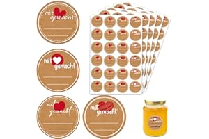 JOYEASE Marmeladen Etiketten, 120 Stück Kraft Handmade Aufkleber zum Beschriften, Rund Etiketten Marmeladengläser Weihnachten, Klebeetiketten Selbstklebend für Flaschen Briefe Geschenke(4cm)