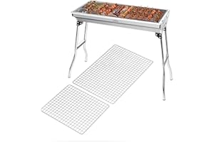 Home Harbour Replacement BBQ Grill Net H1 | 2-Pack Stainless Steel Mesh (44x29cm & 29x24cm) | Reusable, Heavy-Duty | Fits Tabletop, Charcoal & Smoker BBQs | Easy to Clean, Camping Ready