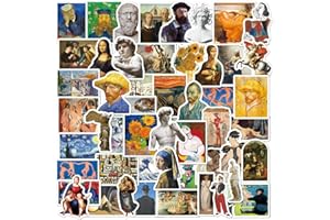 CANVERLENS Pittura a olio di Van Gogh Sticker Pack 52pcs Decalcomanie in vinile impermeabili per bottiglie d'acqua Computer portatili Auto Skateboard Decorazioni per caverne da uomo