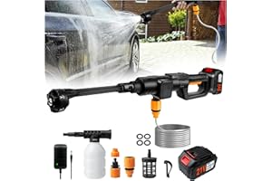 DeeprBlu Akku Hochdruckreiniger Auto, 15000mAh Akku-Druckreinigerpistole mit 6-in-1 Verstellbarer Düse, 65Bar Hochdruck Autowaschpistole, Tragbarer Hochdruckreiniger für Auto, Reinigung & Bewässerung