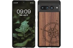 kwmobile Carcasa Compatible con Google Pixel 7 Pro Funda - Funda de Madera de Nogal con Bumper antigolpes - de Aguja magnética