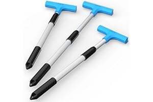 AUPROTEC Ice Scraper Telescopic Brass Windscreen Scraper with Squeegee ultra-light car window de-icer tool steplessliy extendable - colour blue