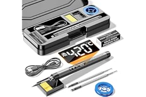 XIHXWL Cordless Soldering Iron Kit, USB-C Rechargeable Portable Soldering Pen with LED Adjustable Temperature 260℃–420℃, Fast Heating Electric Soldering Tool for Electronics Repair & DIY Projects