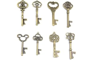 Makhry Assortiti 16 Antichi Portachiavi a Forma di Chiave di Rame Rame Bomboniere di Nozze Decorazione Rustica (Bronzo)