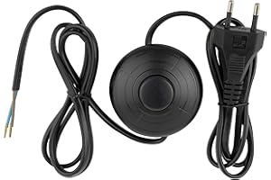 REV Kabel do lampy z przełącznikiem, przełącznik nożny, kabel z przełącznikiem; przewód zasilający euro, 2 m, maks. 2 A, czarny