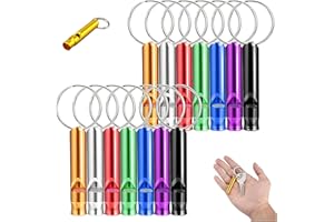 Hezhou 14pz Fischietto in Alluminio fischietti di Sopravvivenza di Emergenza Portachiavi Primavera fischio d'emergenza di Segnalazione di d'allarm con Anello Chiave per Zaino Handpack Corde Campeggio