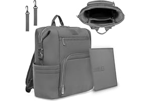 lionelo Cube zaino da città, leggero per passeggiate e viaggi con bambino, multifuntzione 12 tasche, Resistente, Impermeabile, Tasca termica, Agganciabile al passeggino, Fasciatoio, 36x36x23cm