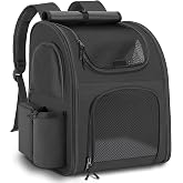 Backpack for Cats Dogs, Backpack Transportin Cat Dog 22 lbs, Black | Breathable Mesh Windows, Bag for Small Dogs Cats Pets, S