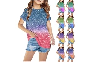 XINYUNZU T-Shirt Mädchen Rundhals Casual Shirt Tee Top Mode Oberteile Kurzarm Bluse Sommer Kleidung Mädchen Longshirt Freizeit T-Shirts für Kinder 3-12 Jahre Alt