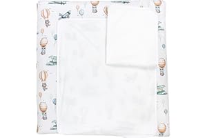 TupTam Wickelauflage mit 2 wasserfesten Frotteebezügen – weich gepolstert & hautfreundlich MAR02579, Farbe: Füchse im Flugzeug, Größe: 76 x 76 cm