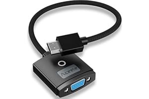 Aceele Adattatore HDMI a VGA, Convertitore da computer HDMI a monitor VGA (maschio a femmina), Adattatore con Cavo in Nylon Per PC desktop, laptop, Raspberry Pi, Roku, Xbox a Proiettore/Display