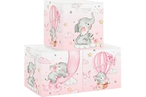 Clastyle Set di 3 Cubi Portaoggetti Ripiegabili Animale da Sogno Kallax Contenitori Pieghevole per Scaffale Scatole Portaoggetti Genitore per Libro Giochi, Elefante, 30x30x30 cm