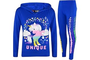 A2Z 4 Kids Chándal único de unicornio para niñas con capucha, diseño de hilo arcoíris, camiseta gris y leggings, ropa de descanso, nueva edad 7, 8, 9, 10, 11, 12, 13 años