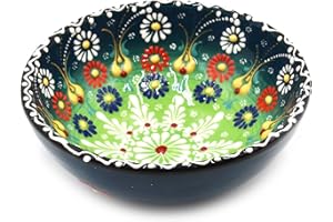 KÜCHENGERÄTE Kuchengerate Hand Painted Turkish Bowl Set - 16cm/580ml - Ottoman Otantic Tulip Design - for Pasta, Noodle, Soup, Cookies, etc - Home & Kitchen Decorative Multipurpose Ceramic Bowl Set - Best Gift Set