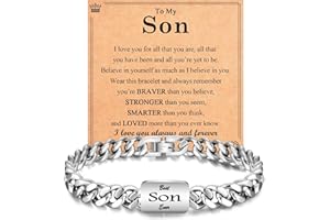 EYQV Dad Grandad Daddy Son Brother Husband Boyfriend Grandson Uncle Gifts, Engraved Bracelet Gifts for Men Boys, Best Gift for Birthday Christmas Fathers Day Valentines Day Stocking Fillers for Men