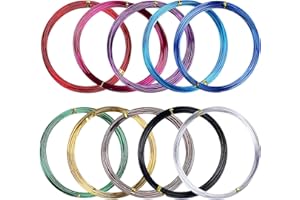 LUOGE 10 Rollos Alambre de Aluminio, Alambre Manualidades 1.5 mm x 5 m, Alambre Artesanal de Aluminio Multicolor, Alambre de Metal Flexible para Bricolaje Joyería, Manualidades, Escultura