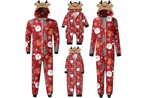 SONNENA Familie Schlafanzug Familie Outfit Set Lange Jumpsuit Winter Jumpsuit Rotes Weihnachtspyjama Familie Set Kuschelig Nachtwäsche Hausanzug Weihnachts Matching Pyjamas