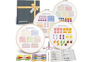 Bradove Classic Stitch Practice Embroidery Kit for Beginners Adults Kids, Hand Embroidery kit with Video Tutorial and Instruction Booklet, Slow Stitching Kits
