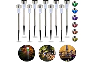 relaxdays Set da 10 Lampade Solari a LED Impermeabili, per Giardino Terrazza in Acciaio Inox, Cambio di Colore, Argento