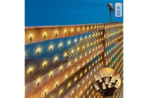 CERIAL Łańcuch świetlny 3 x 2 m, 200 diod LED, do użytku na zewnątrz, na Boże Narodzenie, do bushes, solarny łańcuch świetlny z siatki z pilotem zdalnego sterowania, timer, 8 trybów pracy, na