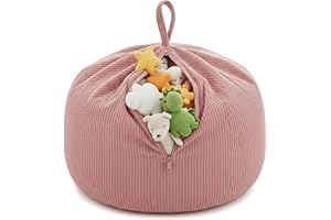 ‎GUTEKISSEN Gutekissen® Kinder Sitzsack-Bezug für Stofftiere 85×85×50 cm - Spielzeug Aufbewahrung für Kinderzimmer - Kuscheltier-Organizer für Plüschtiere & Decken - Oeko-Tex Stoff, Reißverschluss (Rosa)