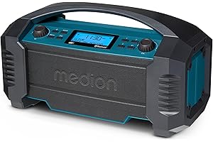 MEDION Radio da cantiere LIFE (E66050), Radio DAB+ e Bluetooth per esterni e interni, Radio portatile e ricaricabile ideale per il campeggio o il giardino e resistente all'acqua
