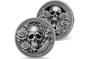 AtSKnSK Memento Mori Moneta Memento Vivere Moneta Carpe Diem Monete Teschio Sfida Moneta Fantastica Stoicismo Regali Medaglione Stoico Memento Moneta Memento Memento Moneta Memento Memento Moneta